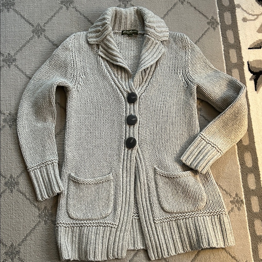 Eddie Bauer Shawl Collar Button Wool Alpaca Blend Cardigan
